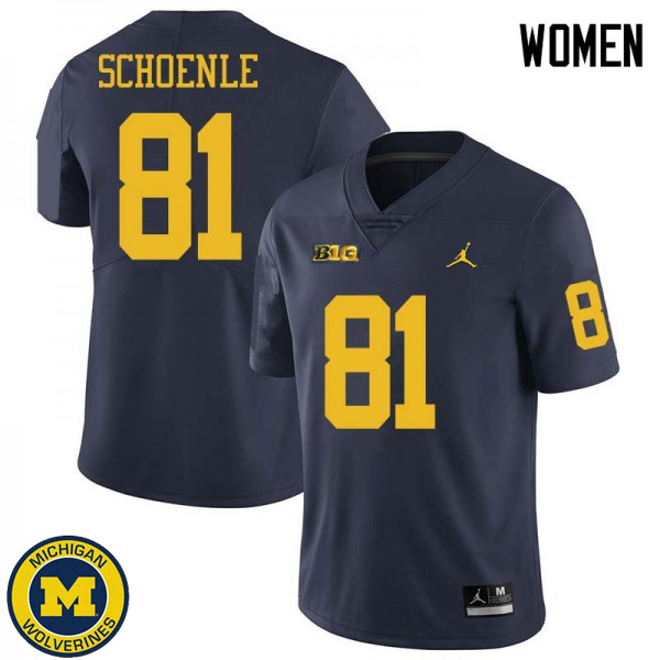 Womens Michigan Wolverines #81 Nate Schoenle Navy Jordan Brand Alumni Football Jersey